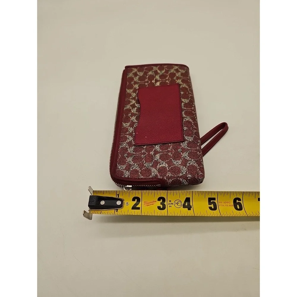 COACH wristlet wallet Coated‎ Canvas SV/Red zip
